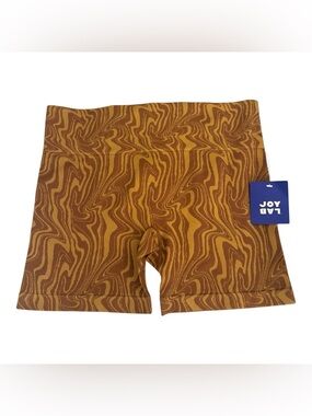 Women’s High-Rise Patterned Bike Shorts - Brown/Gold sz xl